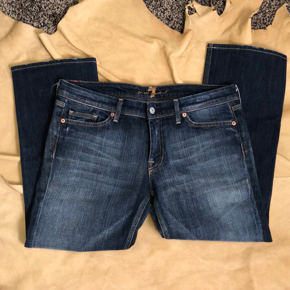 Dark wash 7 for all mankind Flynt Cropped Jeans